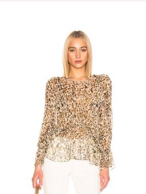 IRO Leopard-Print Long-Sleeve Blouse - Beige/Brown